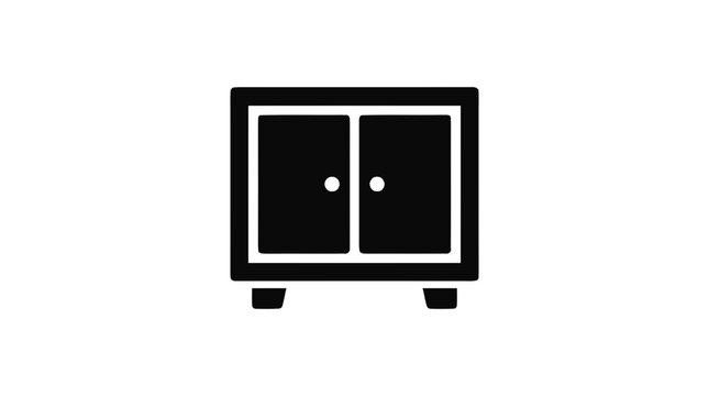 Vector illustration of black cabinet icon with two doors on a transparent background
