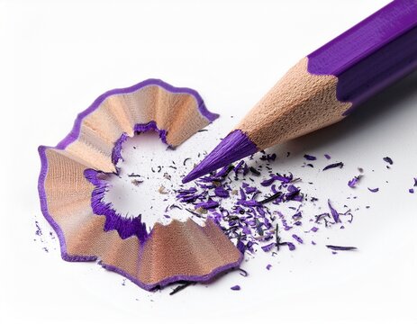 purple pencil erasing uncertainty isolated on white background