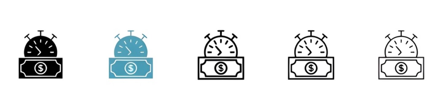 Annuity vector thin line icon set. anual wage income vector symbol. hour time payment sign. web ui designs. Thin line customizable illustration. Symbol.Vector isolated outline drawing. Editable stroke