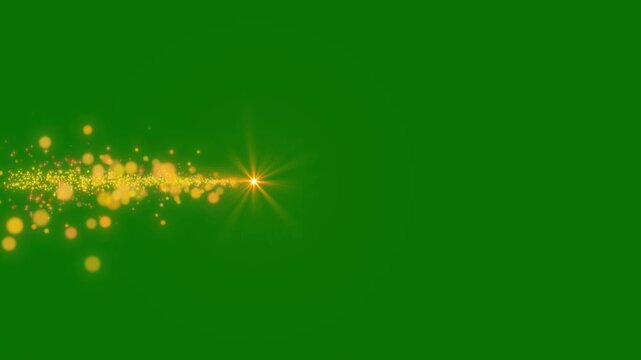 2D magical glitter stars line animation, luxury golden sparkle trail, pixie dust particles, shining twinkle stars and glowing bokeh effects on green screen, 4K loop animation video