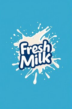 Vector Illustration of White Milk Splash with Droplets on Blue Background