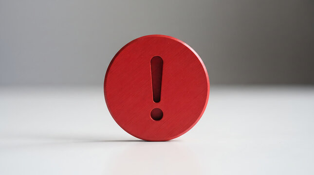 Red circle icon with exclamation mark cutout symbol for alert or warning notification exclamation attention notification important information emergency critical