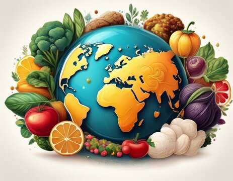 world food day global nutrition food variety white background