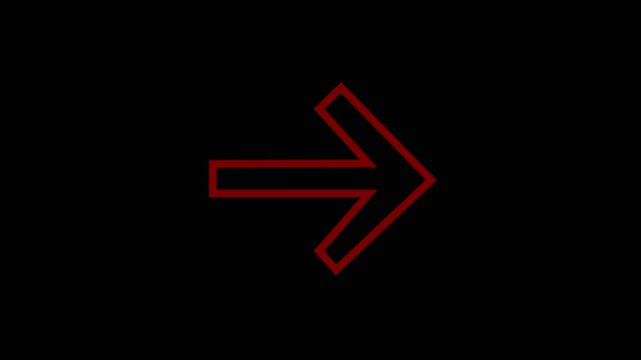 Minimalist red arrow pulsing animation on black background, direction pointer navigation
