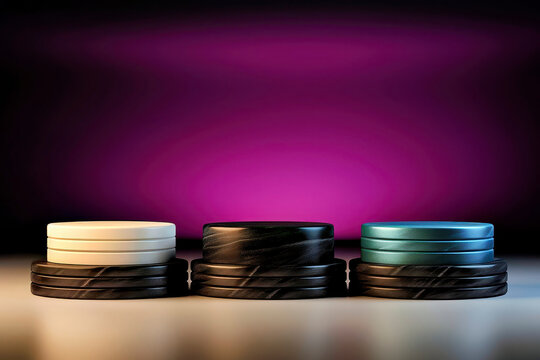 Multicolor Layered Circular Product Display Podiums with Deep Purple Studio Background