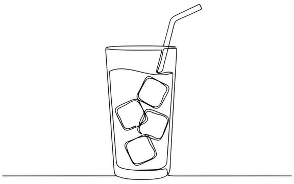 A tall glass filled with ice cubes and a straw during a refreshing break isolated on transparent background