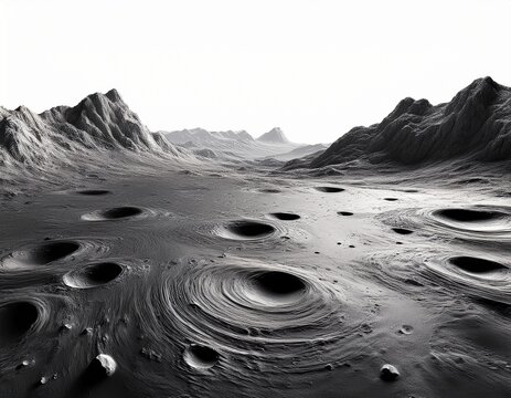 moon surface landscape isolated on white background