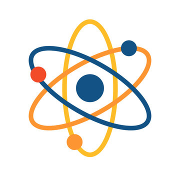 Atom Icon Illustration, Atomic Structure Symbol for Science and Chemistry