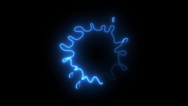 Abstract glowing blue neon liquid splash shape