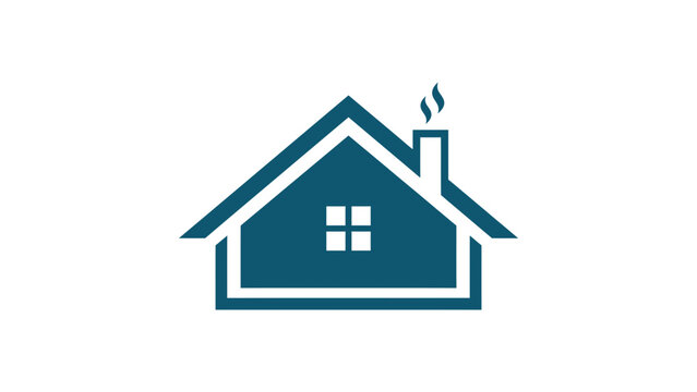 Minimalist House Icon With Chimney Symbol