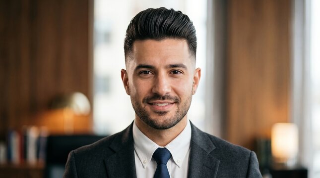 Tight Headshot With Elegant Pompadour Hairstyle and Premium Grooming