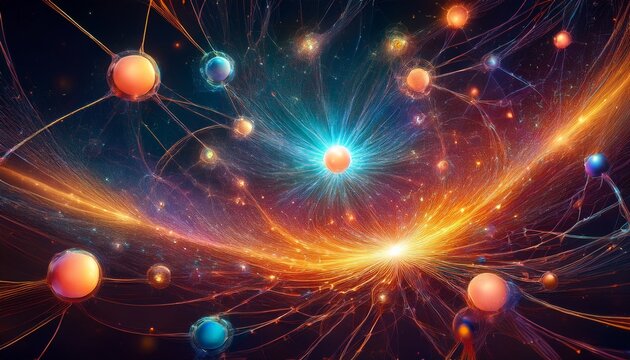 visual representation of quantum particles interacting in a dynamic field