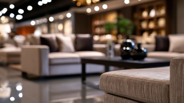 Cozy upscale lounge with soft couches, sleek decor, and warm ambient lighting, ideal for relaxation