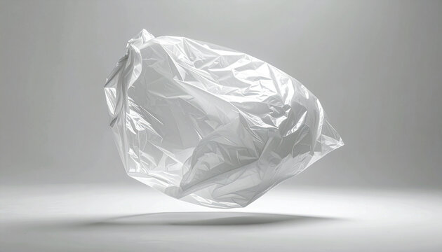 Crumpled Plastic Bag on White Background