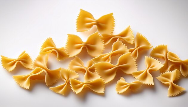 farfalle bowtie pasta on white background for food mockup