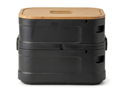 Compact modular outdoor food storage box with bamboo lid container organizer adventure equipment portable minimalist household supplies stackable organization management vacation