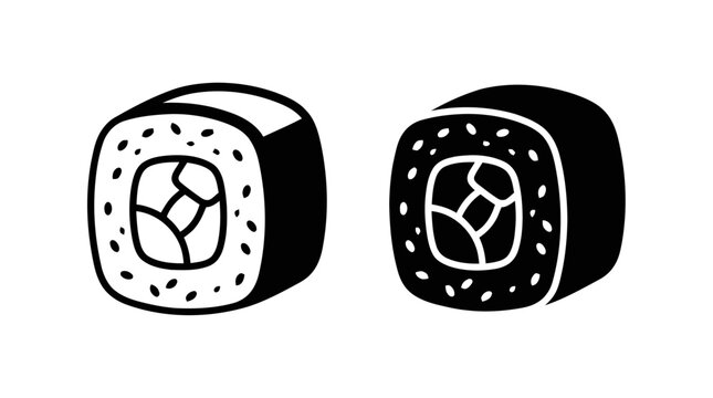Vector illustration of set of sushi roll icons, japanese food vector illustration on a transparent background