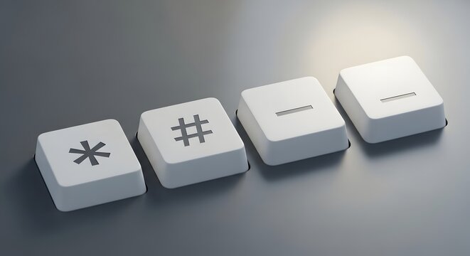 Asterisk hashtag minus keys set on a dark gray surface