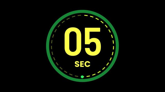 10 Second Digital Countdown Timer Animation with Large Numbers on Black Background