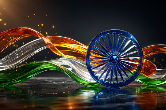 Indian Independent Day Celebration Independence Day Republic Day Celebration Indian Flag Ashoka Chakra Tricolor Ribbon Banner Template Design