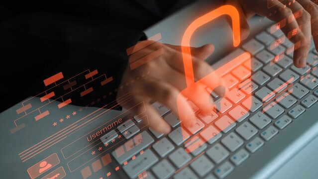 Digital security concept illustrating a cybersecurity breach, with a red unlocked padlock indicating data exposure among secure systems, emphasizing system vulnerability and risk Marrow