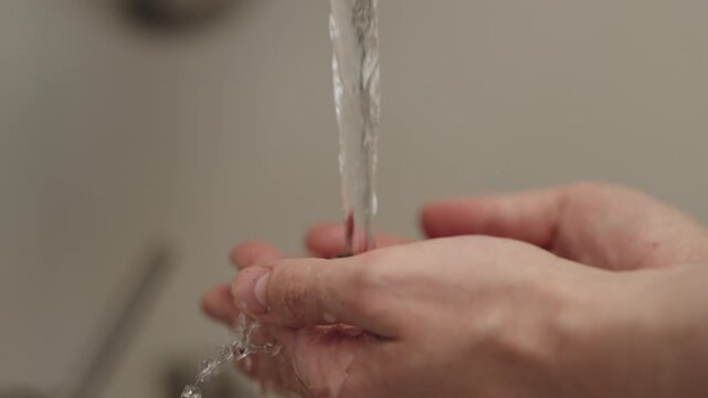 Slow motion man hand wash fresh ripe blackberry