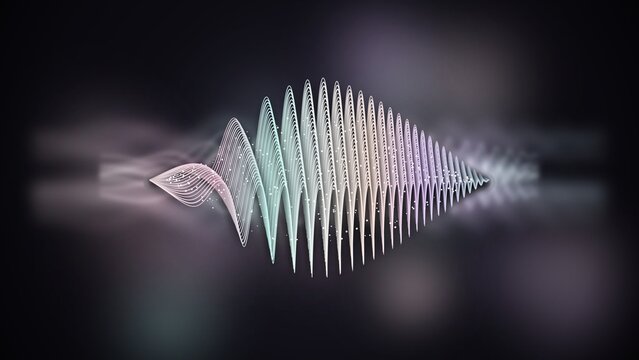 Glowing sound wave audio frequency visualization glowing in dark background