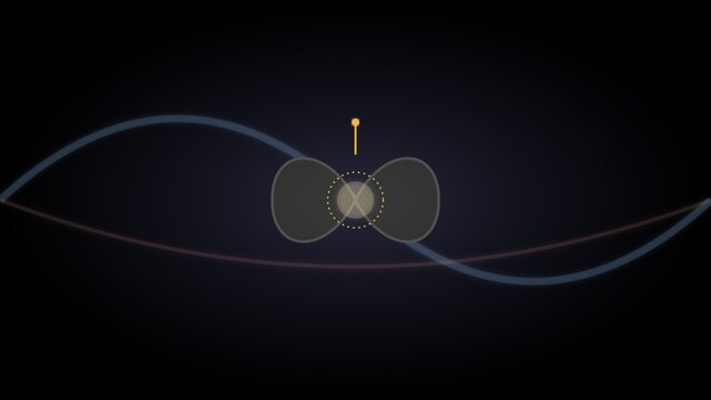 Minimalist abstract physics diagram showing wave interference and quantum particle data