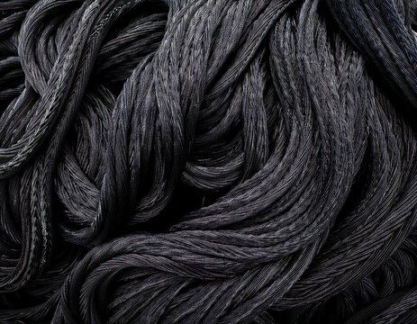 black shoelace tangled wave texture