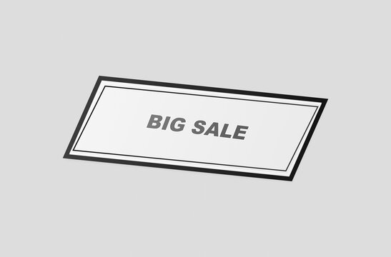 Big sale rectangular sticker label featuring minimalist black border frame for retail promotion.