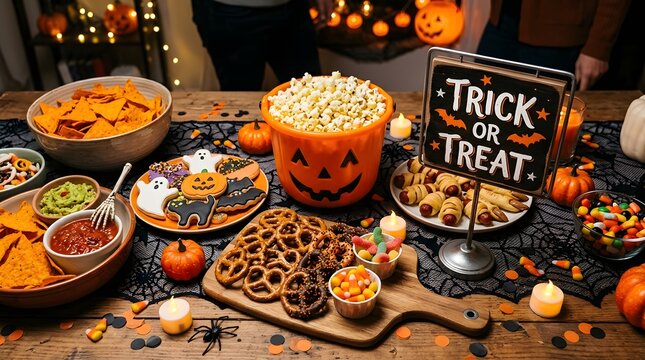 A delightful halloween feast with spooky treats vibrant colors and a festive atmosphere for all ages to enjoy