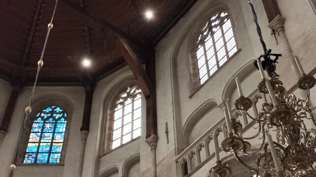 Interior Panning Shot Showing St Laurenskerk Vaulted Ceiling