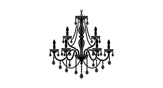 Crystal Chandelier Silhouette Vector