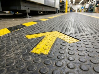 Fototapeta premium Industrial Safety Pathway With Forward Directional Arrow