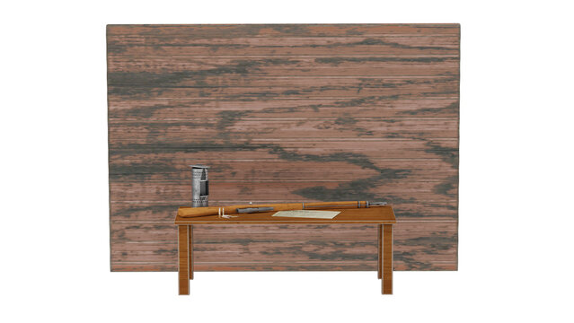 3d rendering good ol mosin nagant on a wooden table