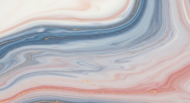 Abstract Liquid Marble Texture Background with Fluid Swirls of Soft Blue and Pastel Pink Tones for Modern Interior Design