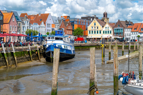 Husum, Germany. The tides shape the harbor of this North Sea town, creating a typical maritime landscape along Germany's northern coast.