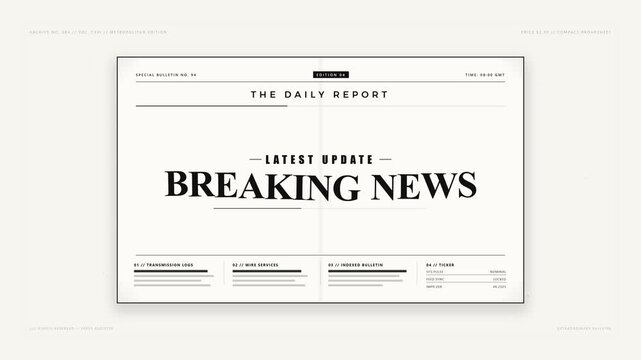 Breaking News Digital Display Interface for Media Broadcast and Daily Information Report