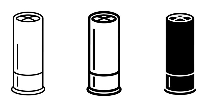 Shotgun Shell Icons, Ammunition Vector Graphics, Firearm Cartridge Symbols, Hunting Equipment Illustration