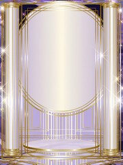 Fototapeta premium Elegant Art Deco Stage with Columns and Spotlight Effect for Luxury Presentation