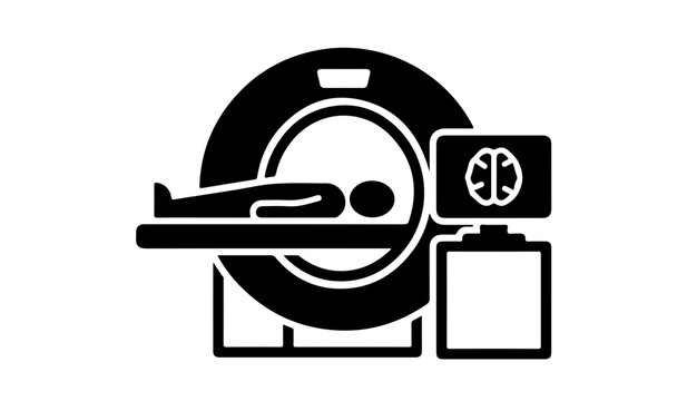 CT or MRI scan machine icon. Concept of radiology equipment and medical diagnosis.