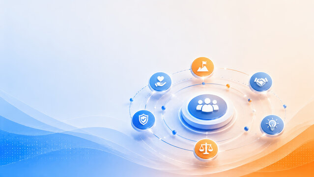 Various social icons in a clean modern digital concept illustration