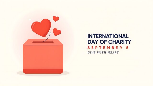 Charity donation box with floating hearts illustration