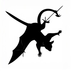 Silhouette of a mythical dragon with outstretched wings and tail. © Ratna