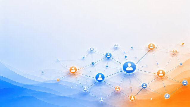 Network of social icons in a clean modern digital concept illustration