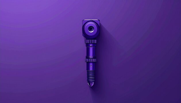 Purple metallic robot hand on dark background.