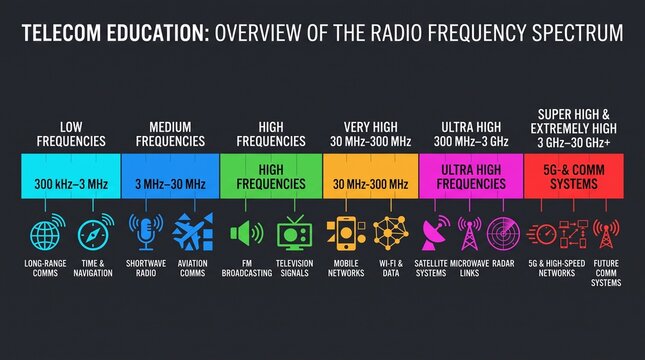 Radio spectrum band atlas for telecom education and engineering tools