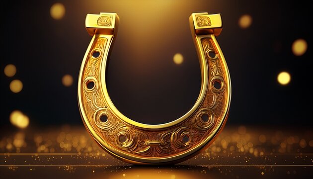 golden horseshoe in rendering gold horseshoe luck fortune symbol charm prosperity shiny metallic object