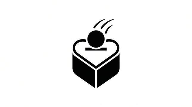 Donation box shaped like a heart accepts a falling coin to symbolize charitable giving and support.
