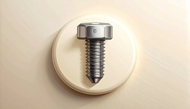 Close up of a silver hex bolt on a white surface.